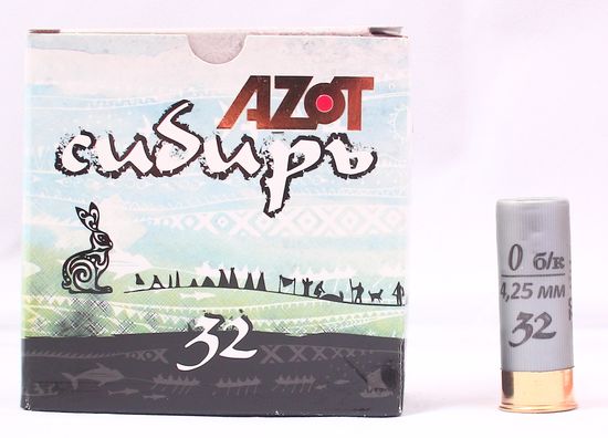 Патрон "Азот" Сибирь 12/70 №0 БИО 32 гр. Цена за пачку(25 шт), заказ делается в пачках.
