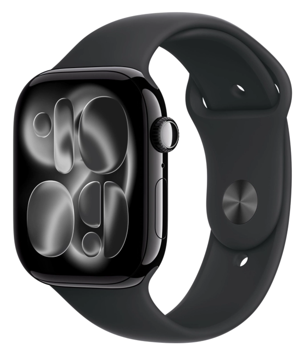 Apple Watch S11 46 mm Aluminum Jet Black case | Black Sport band, M/L
