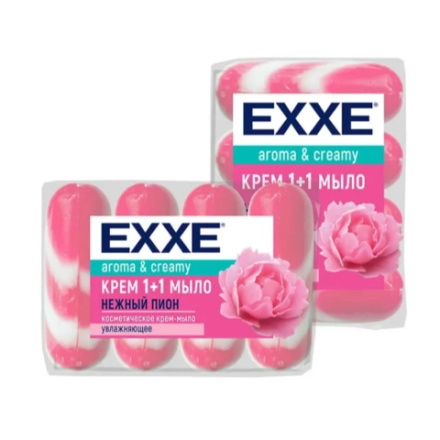 Туалетное крем+мыло EXXE 1+1 "Нежный пион" 4шт*90г (РОЗОВОЕ) полосатое