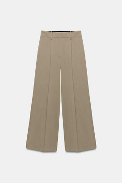 ZARA ШИРОКИЕ БРЮКИ — ZW COLLECTION, СЕРО-КОРИЧНЕВЫЙ