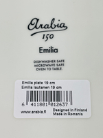 Тарелка Arabia Emilia, Эмилия, белая с черным рисунком, 19 см (Из Финляндии)