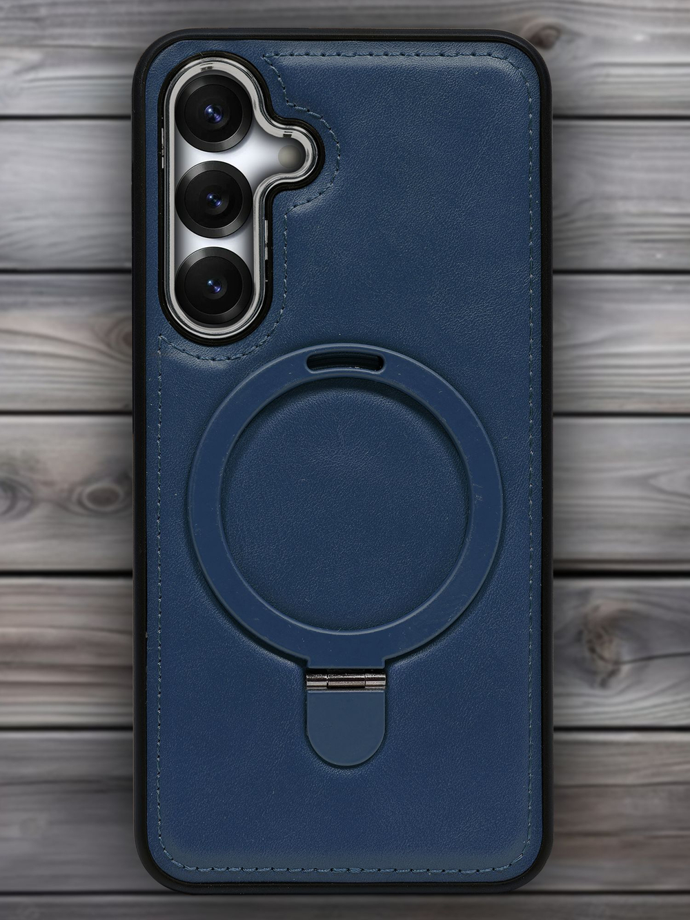 Business style чехол из кожи для SAMSUNG GALAXY S25 (не ULTRA/ FE/ PLUS!) с кольцом-подставкой и бархатной подкладкой