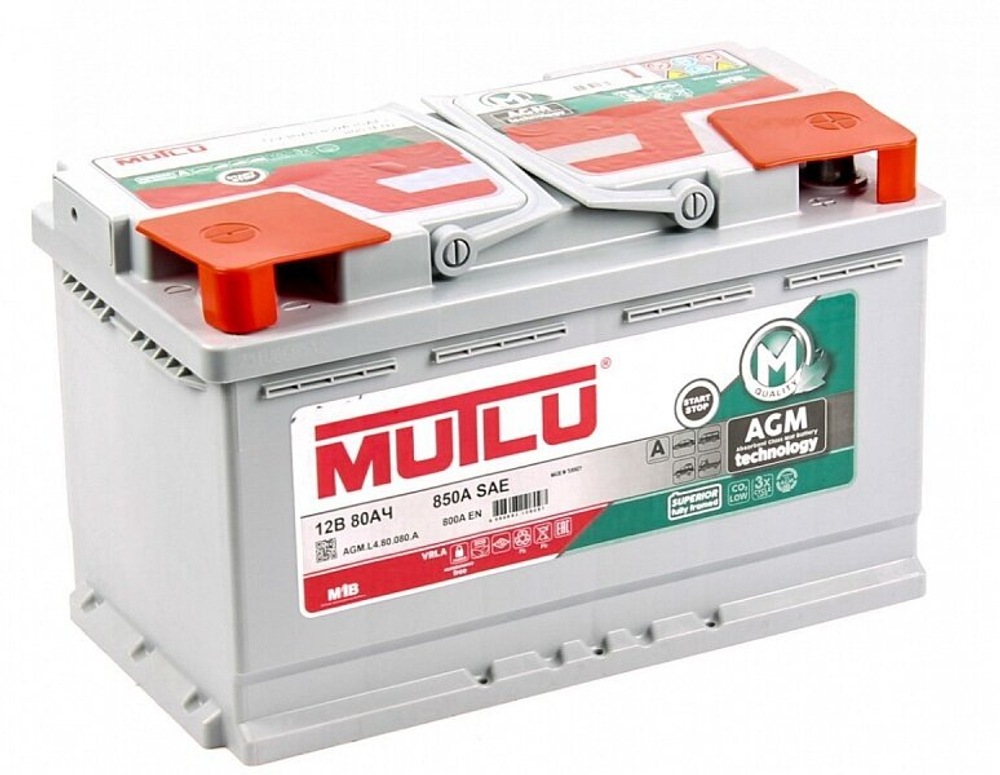 Аккумулятор MUTLU AGM 80 А/ч обратный R+ 315x175x190 L4 EN 800 А