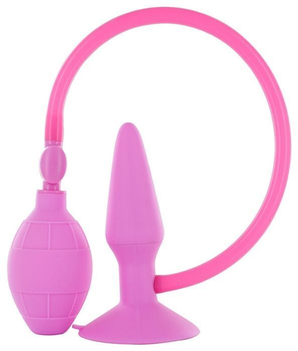 Розовая анальная пробка с расширением Inflatable Butt Plug Small - 10 см. (Цвет: розовый)