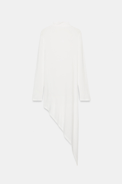 ZARA УДЛИНЁННЫЙ ТОП АСИММЕТРИЧНОГО КРОЯ, БЕЛЫЙ