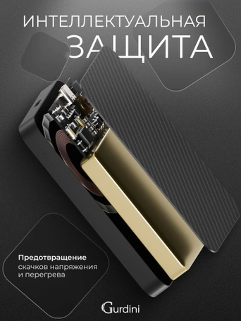 Внешний аккумулятор Gurdini Kevlar Power 20W MagSafe 5000 mAh черный