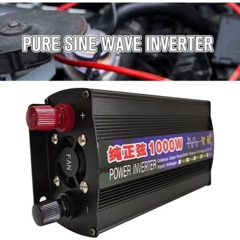 Инвертор 12V-220V 1000W ERO черный Иероглиф чистый синус