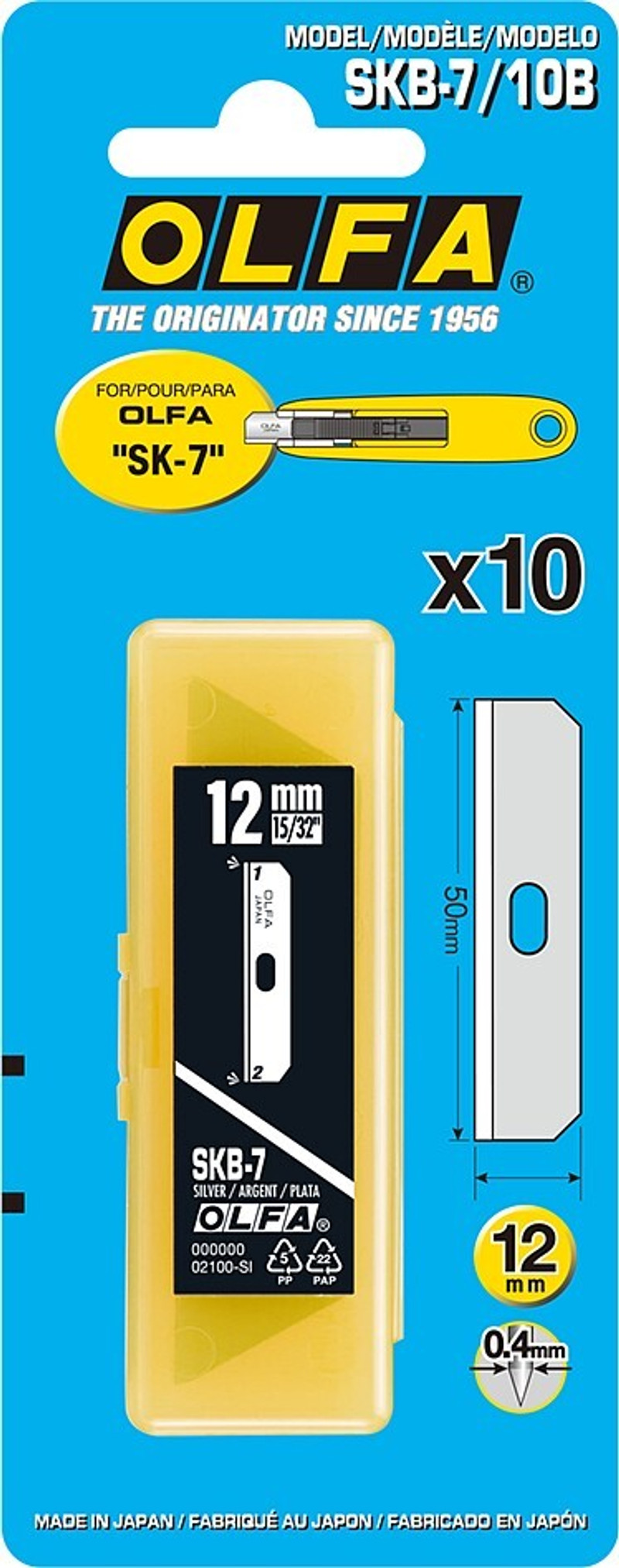 OLFA 12 мм, для ножа, специальное лезвие (OL-SKB-7/10B)