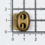 Фиксатор (зажим) для шнура металл плоский, 2 отв., 18х15 мм, (in ⌀4.5 мм), мет. цв.латунь, 10 шт