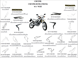 19030-KZZ-900ZC. 19070-KZZ-900ZC SHROUD R. FR. Honda CRF250L-M. NH196 White
