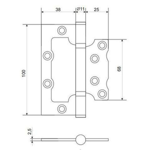 Петля дверная накладная APECS 100х75х2,5-B2 Steel NISM супер. мат.никель (1шт)