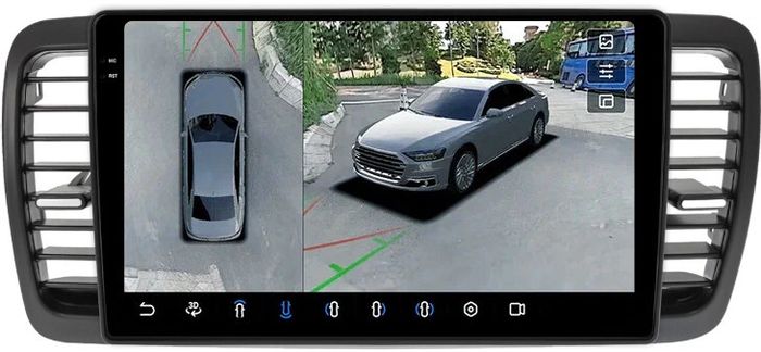 Магнитола для Subaru Legacy 4, Outback 3 2003-2009 (правый руль) - FarCar BX9-360-3069R монитор 9.5" 2K QLED на Android 13, Быстрая, CarPlay, 4G SIM-слот, 4 камеры в комплекте