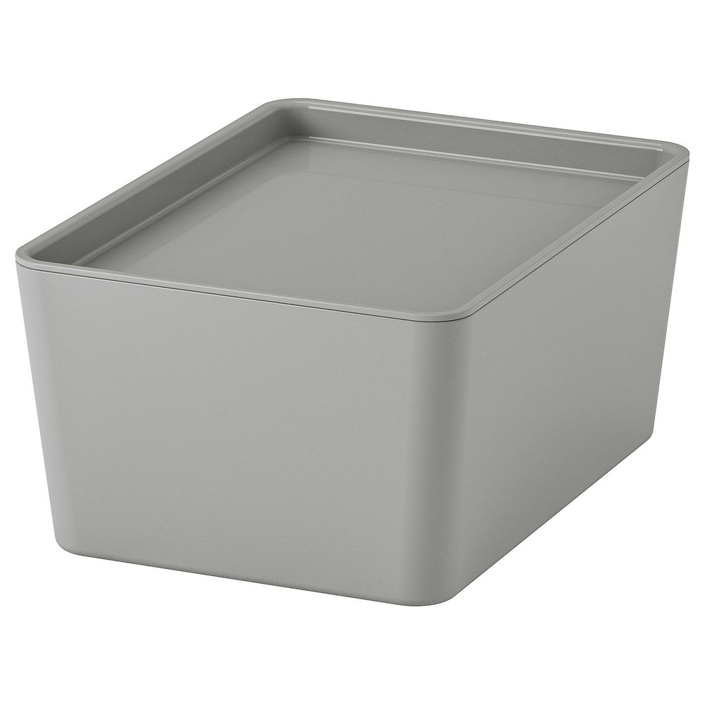 IKEA KUGGIS  (ИКЕА КУГГИС)  -  Контейнер с крышкой - светло-серый 13x18x8 см