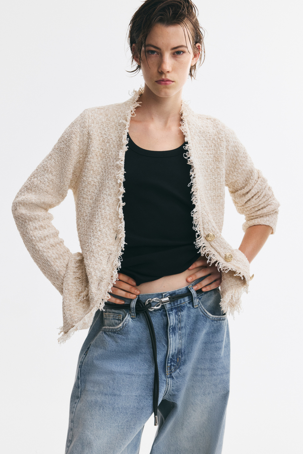 Кардиган с косами и бахромой - H&M