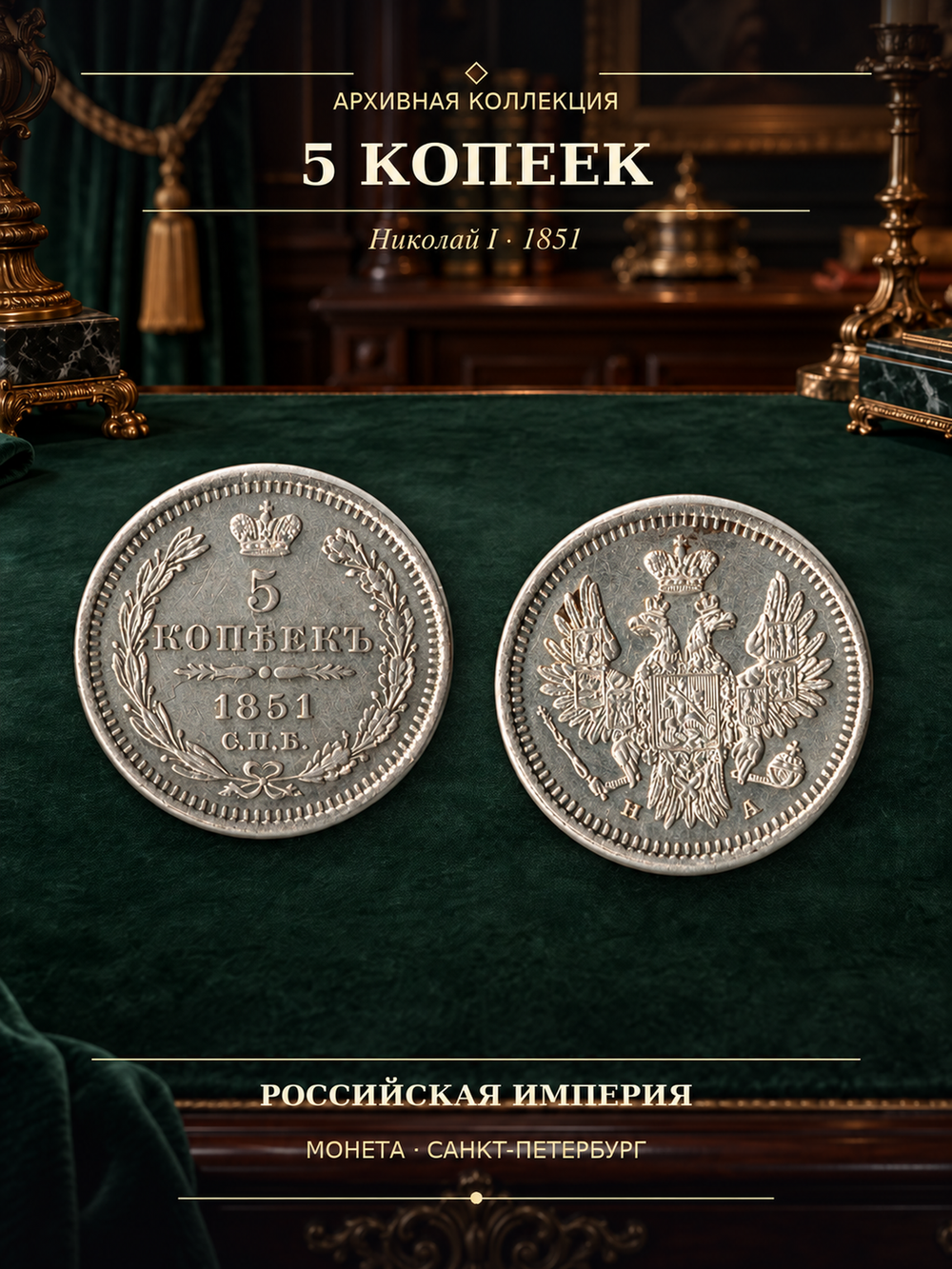 5 копеек 1851 год СПБ-ПА Николай I