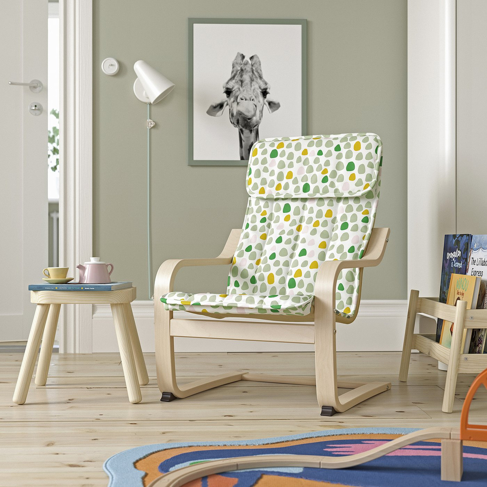 IKEA POÄNG  (ИКЕА ПОЭНГ)  -  Подушка для детского кресла - Ulvsby в горошек