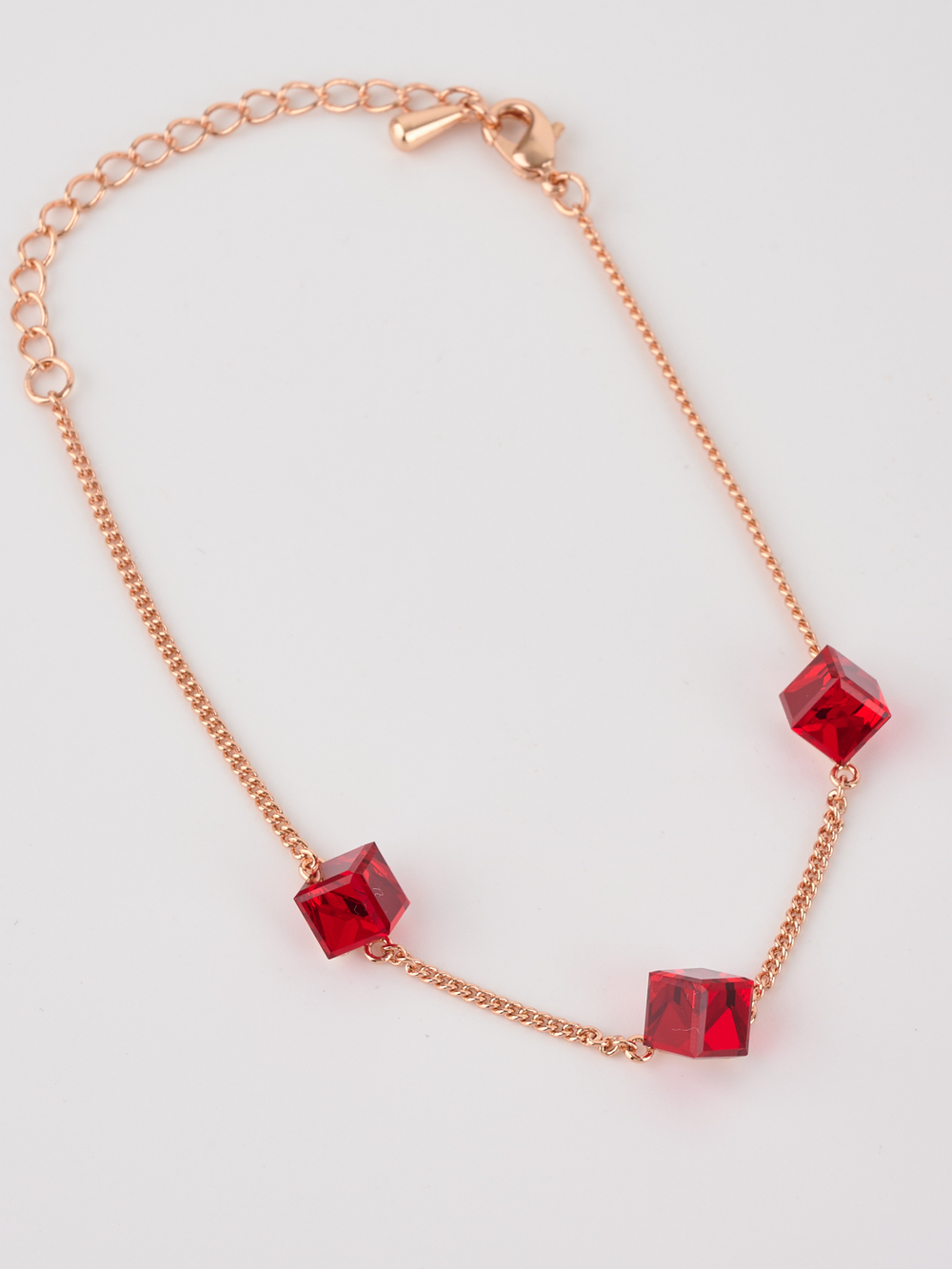 Браслет Миражи с красными кристаллами-кубиками Swarovski