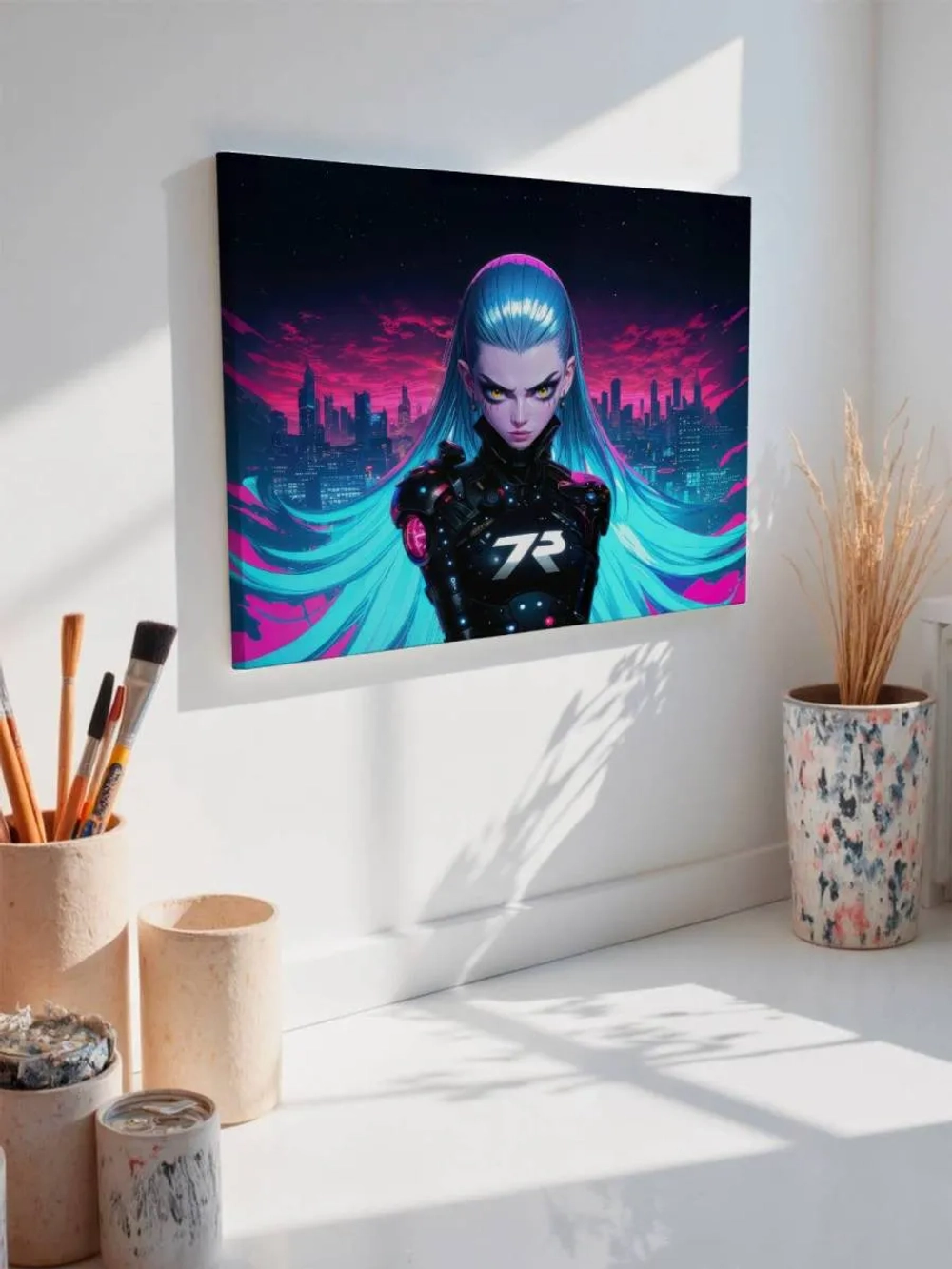 Картина на стену 40 X 50 Девушка киберпанк