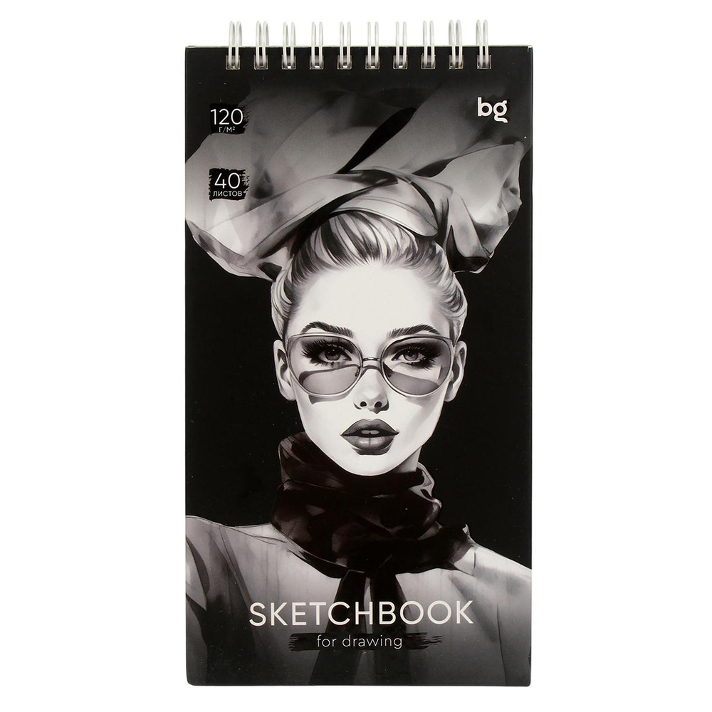 Скетчбук 40л. 105*195мм на гребне "Fashion Week" (BG)