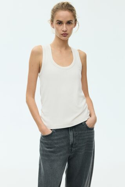 Топ без рукавов из вискозы в рубчик - H&M
