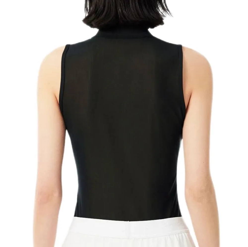 Женское теннисное поло Lacoste Sleeveless Stretch Dual Fabric Tennis - black
