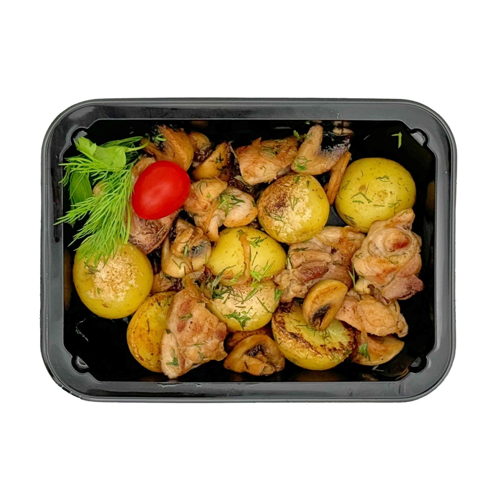 Картофель бэйби с курицей и грибами 230г.