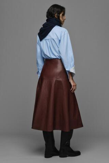 ZARA ЮБКА-НАКИДКА МИДИ ИЗ ИСКУССТВЕННОЙ КОЖИ, БУРГУНДИ