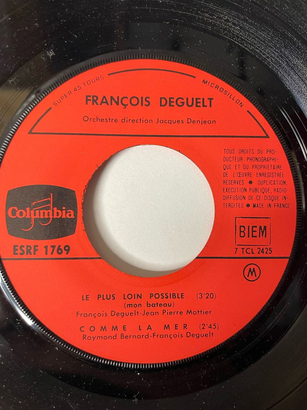 Винтажная виниловая пластинка LP Francois Deguelt Chansons Pour Le Soleil Et La Mer (France 1967) 7 дюймов
