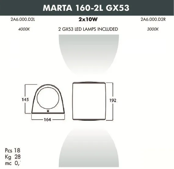 Архитектурная подсветка Marta 2A6.000.000.AXD2L Fumagalli