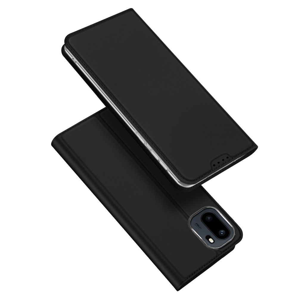 Чехол книжка из черной кожи для OnePlus 15R, Ace 6 и 6T, серия Skin Pro Series от Dux Ducis