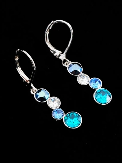 Серьги-подвески Эльза с синими кристаллами Swarovski