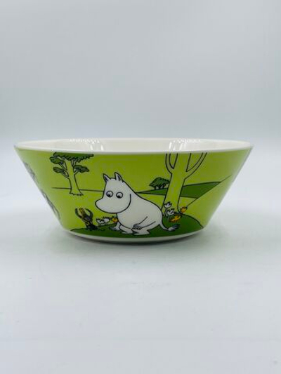 Тарелка глубокая Moomin Arabia "Muumipeikko/Муми-троль на зеленой траве", зелёная, фарфор Vitro, 15 см