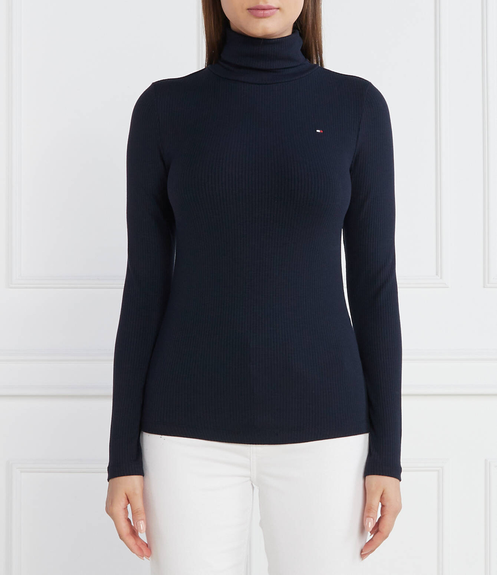 Гольф 5X2 RIB ROLL-NK LS Tommy Hilfiger - темно-синий(WW0WW39826)