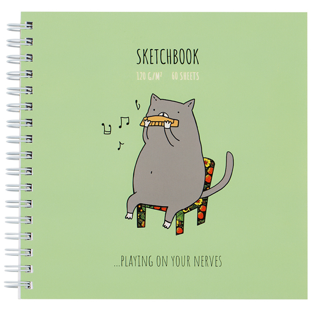 Скетчбук 60л., 150*150 MESHU "Harmonicat", на гребне, 120г/м2, выб. лак, soft-touch
