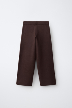 ZARA ТРИКОТАЖНЫЕ БРЮКИ WIDE-LEG, КОРИЧНЕВЫЙ