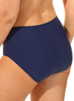 Раздельный купальник: принтованный лиф и высокие плавки (Размер: D/XL) (Цвет: синий с черным)