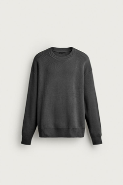 ZARA СВИТЕР RELAXED FIT ИЗ 100% ХЛОПКА, УГОЛЬНЫЙ