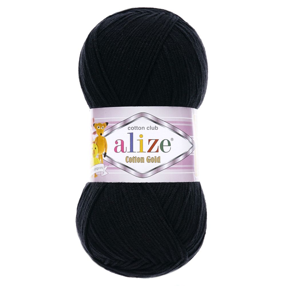 Пряжа Alize (Ализе) Cotton Gold / уп.5 мот. по 100 г, 330м, 060 черный A