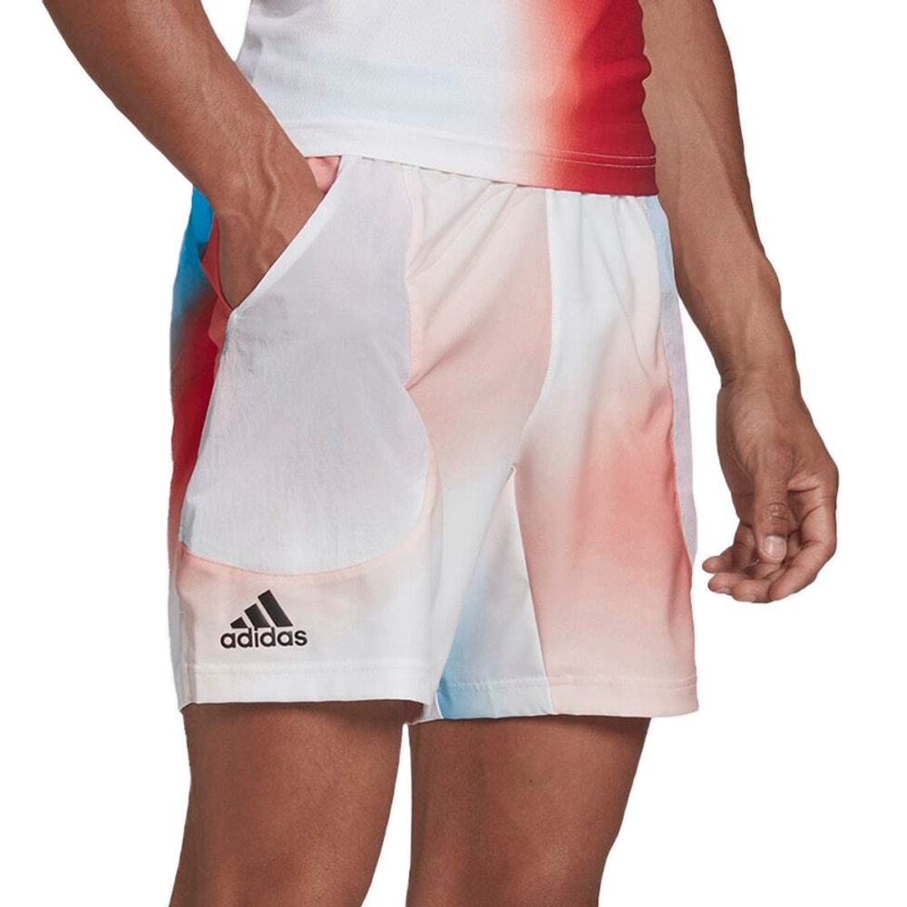 Мужские теннисные шорты Adidas Melbourne Print Shorts M - white/vivid red/sky rush
