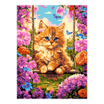 Картина по номерам 30*40см "Котенок на качелях" (на подрам.) (Lori)