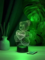 Ночник "Именной мишка Света" - подарок девушке, девочке