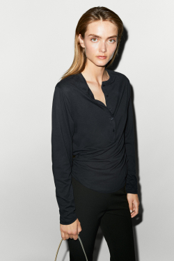 Massimo Dutti Футболка-хенли из 100% хлопка, синий