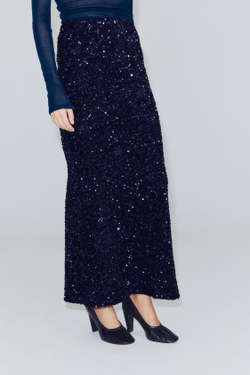 ZARA ДЛИННАЯ ЮБКА С ПАЙЕТКАМИ, СИНИЙ/ЧЕРНЫЙ