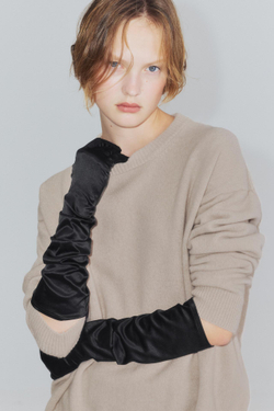 ZARA ДЛИННЫЕ АТЛАСНЫЕ ПЕРЧАТКИ, ЧЕРНЫЙ