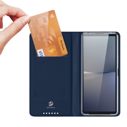 Чехол книжка из PU кожи синего цвета от Dux Ducis для смартфона Sony Xperia 10 VI (10-6), серия Skin Pro Series Case