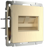 Розетка двойная Werkel "WL10-RJ11-45" RJ11 + RJ45 категории 5. Шампань рифленый