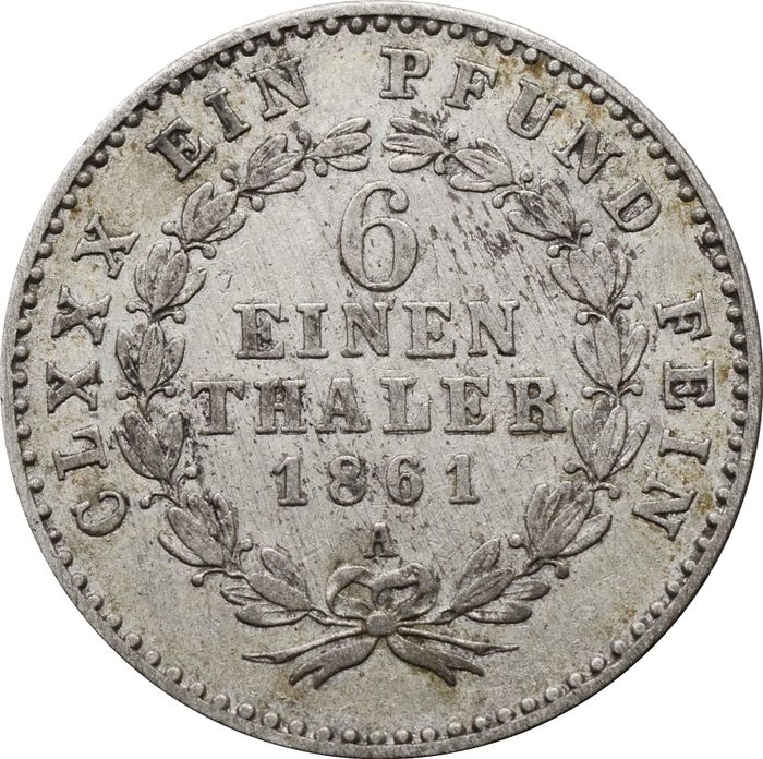 1/6 талера 1861 Германия, Ангальт-Бернбург