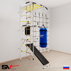 Шведская стенка Sv Sport 56530 (Турник рукоход/Брусья/Стойка/Скамья/Канат/Лестница/Цепь/Мешок 30кг/Канатный лаз)