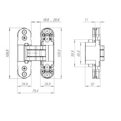 Петля скрытой установки ARMADILLO LM/U3D2000.TG BL/FSG флор. золото /61909/ (1шт)