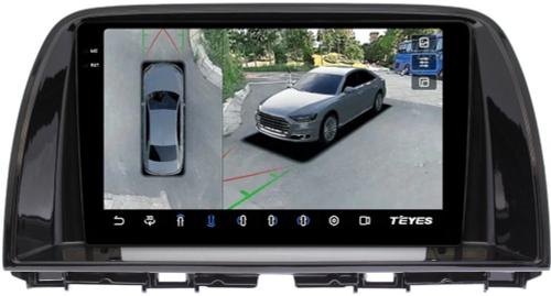 Магнитола для Mazda CX-5 2011-2015 (ШГУ цветной) - Teyes CC3-2K-360 монитор 9.5" 2K QLED на Android 10, Быстрая, CarPlay, 4G SIM-слот, 4 камеры в комплекте